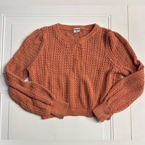 Hurley Women’s Sz M Orange Pink Cotton Crochet Knit Sweater Sweatshirt